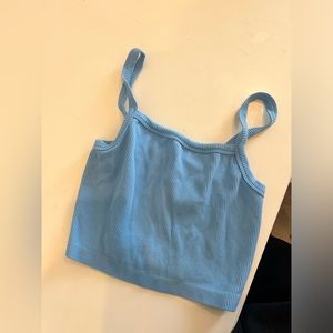 Ambiance Women’s Basic Seamless Crop Tank-Baby blue